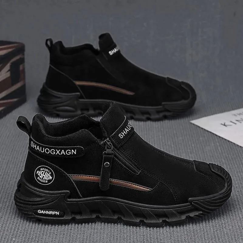 Mens Casual Labor Shoes Fashion Zipper Versatile Men Outdoor Climbing Shoes Non Slip Wear-resistant Sneakers Zapatos Para Hombre — image 3