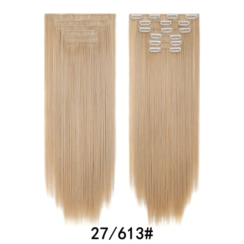 24Inch Clip in Hair Extensions Invisible Synthetic Extension 6PCS Long Straight Heat Resistant Clips on Hairpieces for Women — image 26
