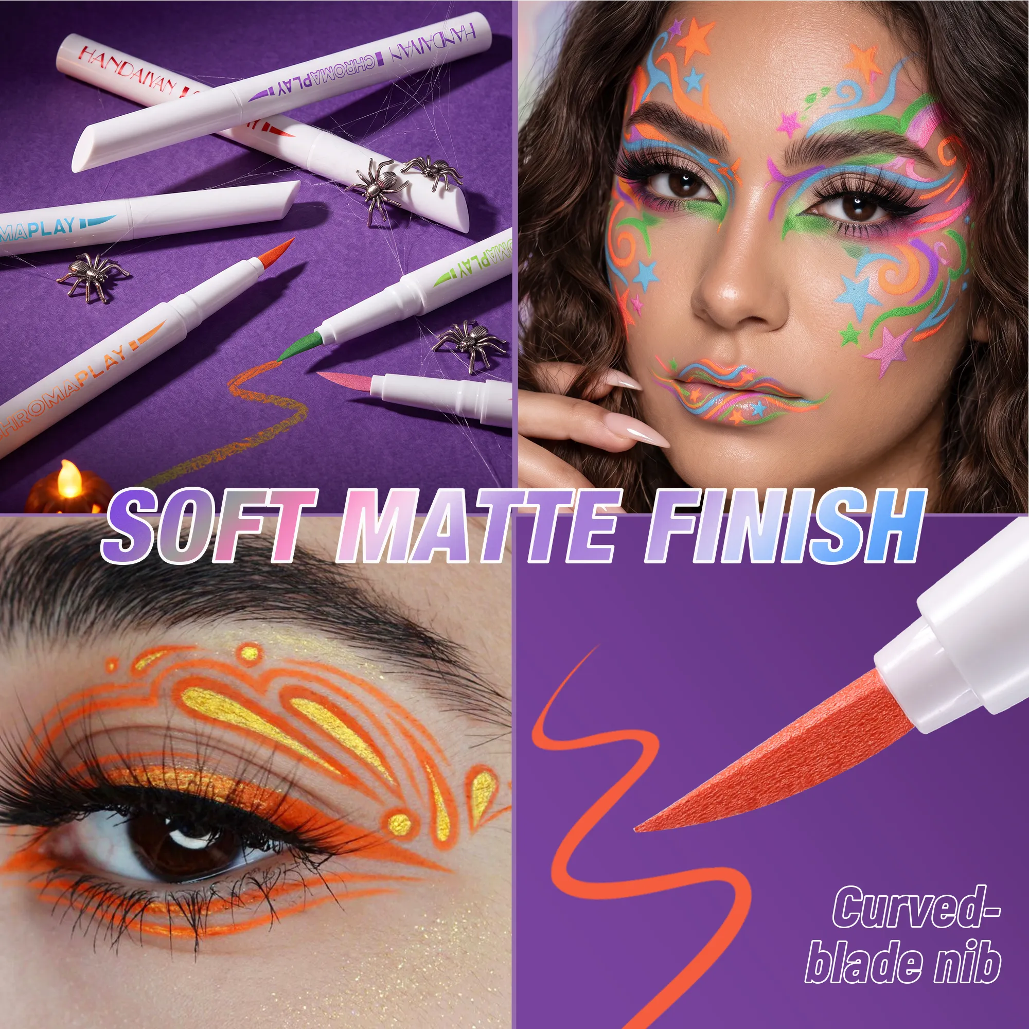 Liquid Eyeliner Pencil Waterproof Quick Drying Painting Pen Long-lasting Colorful Matte Eye Liner Pen Makeup Halloween Cosmetics