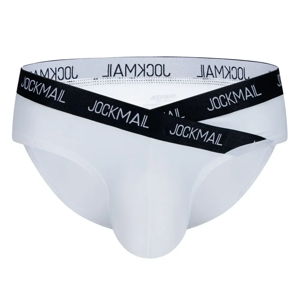 Jockmail Мужское нижнее белье с низкой талией Сексуальные спортивные дышащие летние трусы из ледяного шелка Большая сумка Нейлоновые однотонные мужские трусики — image 5