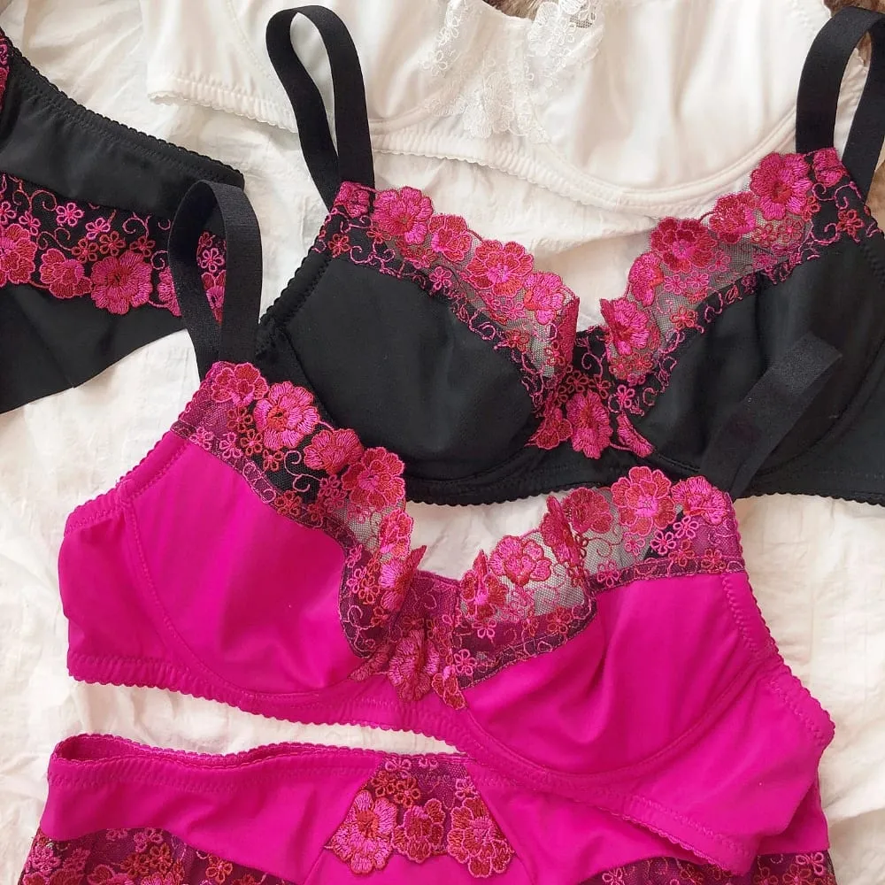 Ensemble de soutien-gorge brodé de fleurs en dentelle française pour femmes, Lingerie Ultra fine, soutien-gorge Push Up Sexy à armatures, grande taille, bonnet BCDEFG, sous-vêtements — image 4