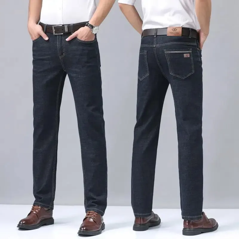 Men's Slim Fit Straight Leg Jeans Simple Casual High-quality Classic Retro Pants