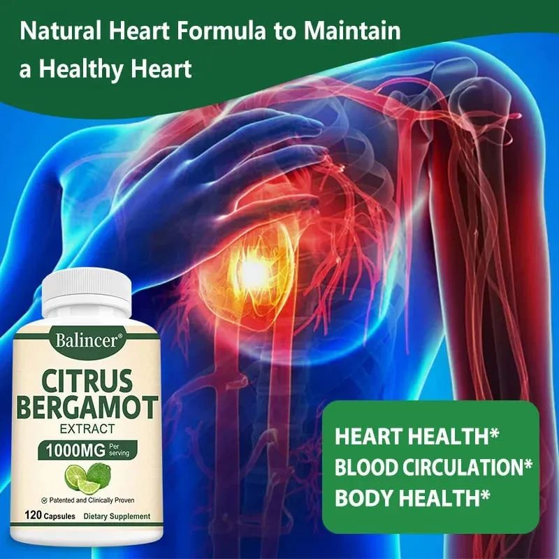 Citrus Bergamot Capsules 1000mg - Heart Health Blood Sugar Support Antioxidant Immune System Boost Helps with Overall Health