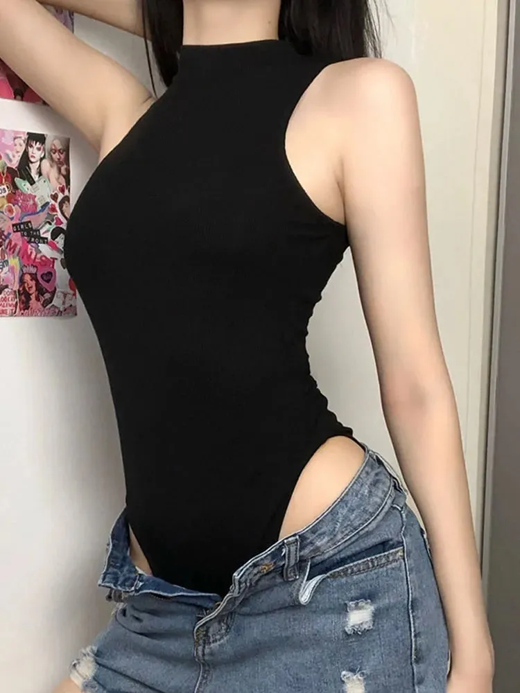 European and American style basic slim fit solid color jumpsuit with bottom layer sleeveless tight and sexy top — image 4