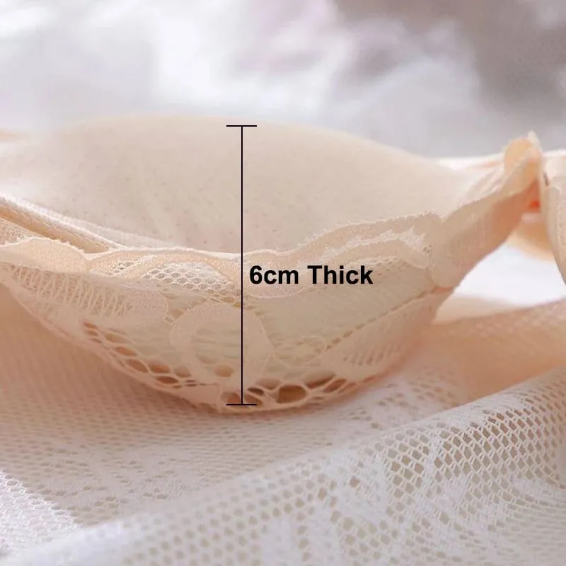 12cm Thick Padded Push Up Bra Wireless Gathered Bra for Small Chest Sexy Natural Lift
