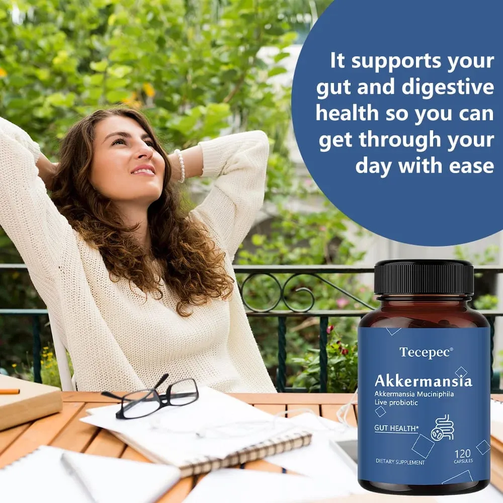 Akkermansia Muciniphila Probiotic Capsules 100MAFU - Prebiotic Inulin Supports Gut Lining Digestion & Intestinal Flora Balance