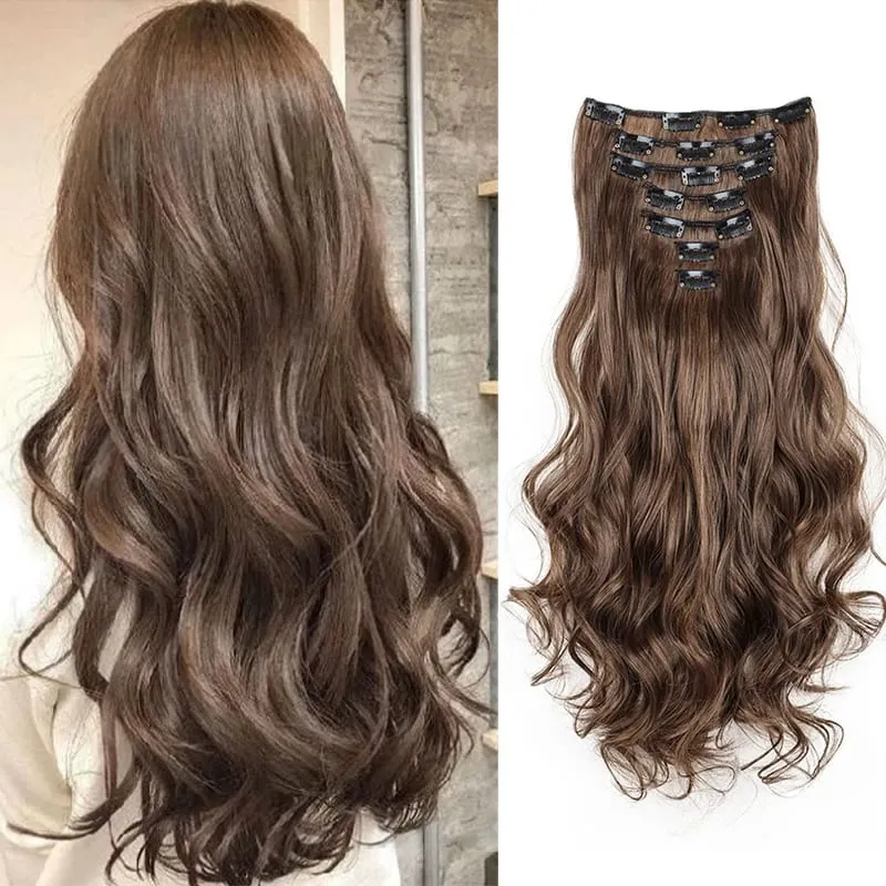 20Inch Synthetic Long Curly Clip In Hair Extensions Heat Resistant Fluffy Hairpiece for Women Daily Party Use — image 11