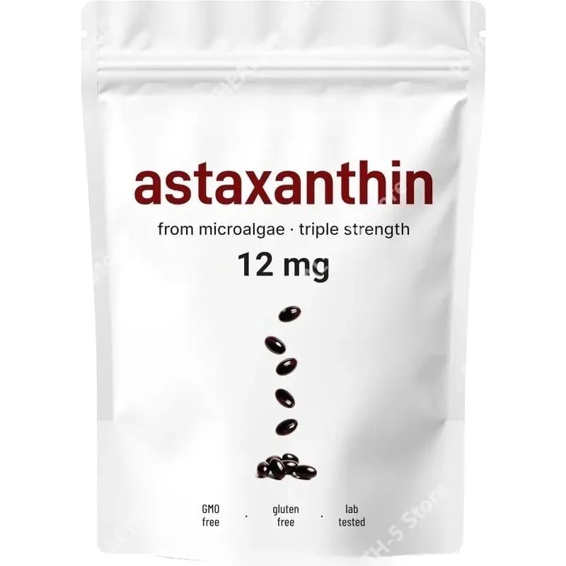 Astaxanthin 12mg softgels - daglig antioxidantstøtte Ikke-GMO glutenfri sojafri 120 kapsler til voksne
