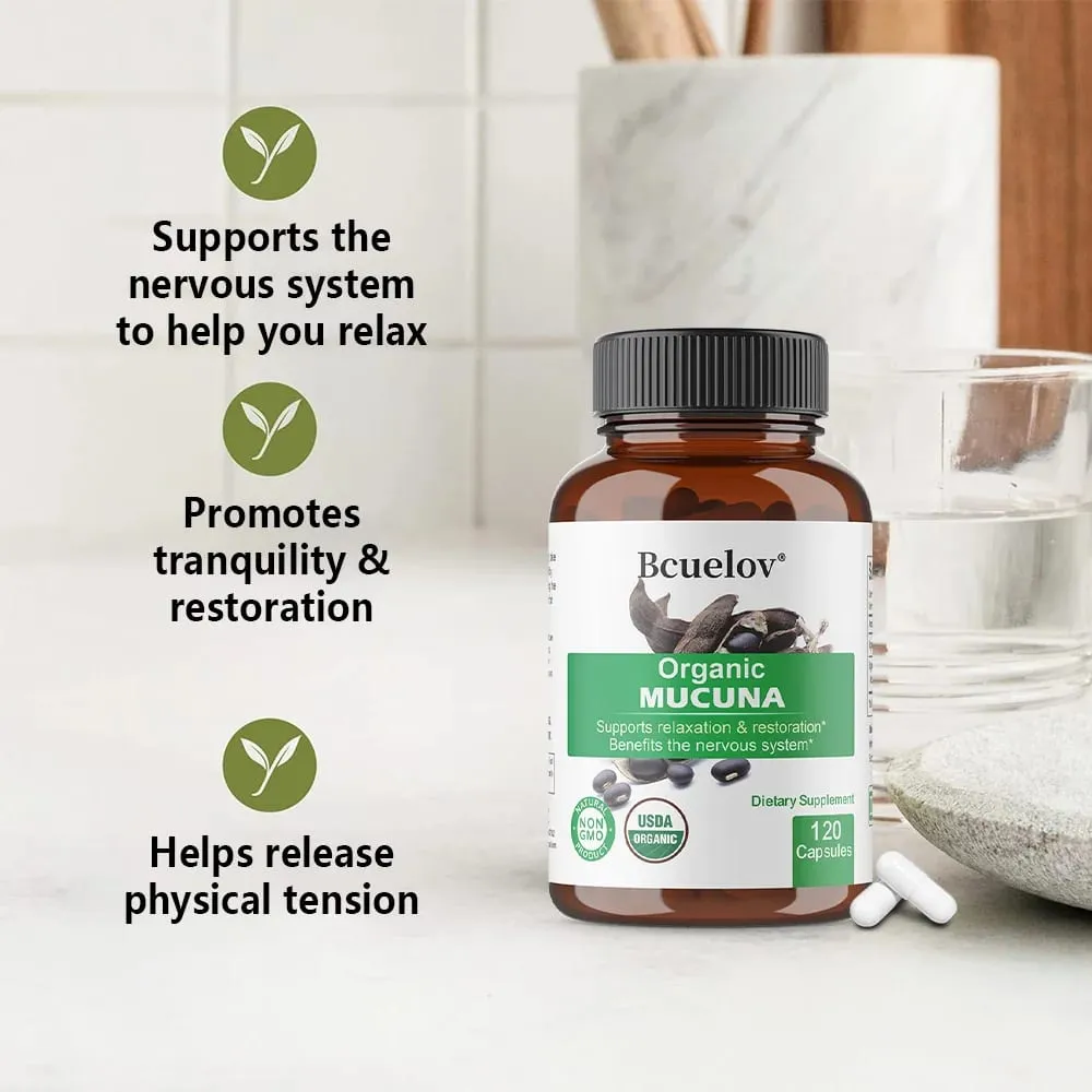 Organic Mucuna Capsules - Supports Relaxation and Well-Being - Natural Herbal Supplement for Nervous System Health — image 2