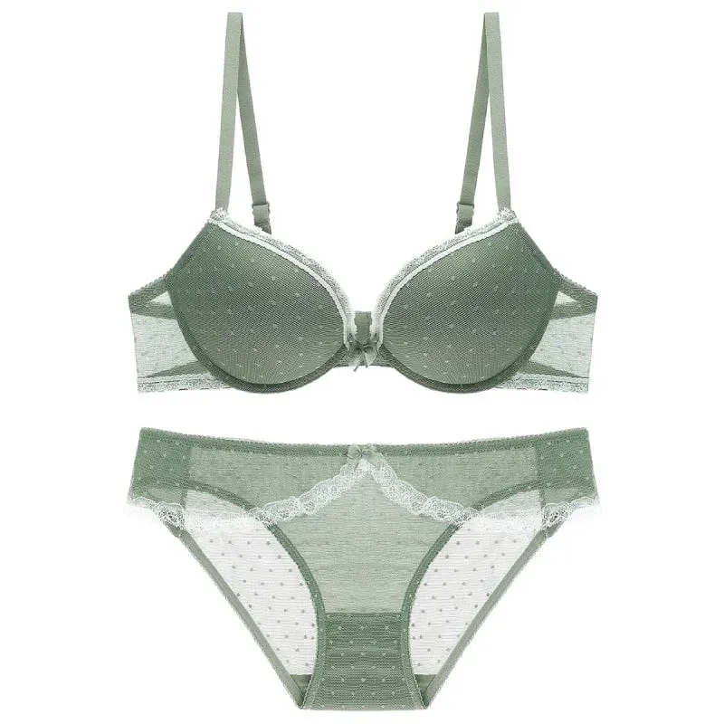 European and American Upper Support Top Thin Bottom Thick Cotton Cushion Steel Ring Push up Sexy Bra Lace Lingerie Bra Set