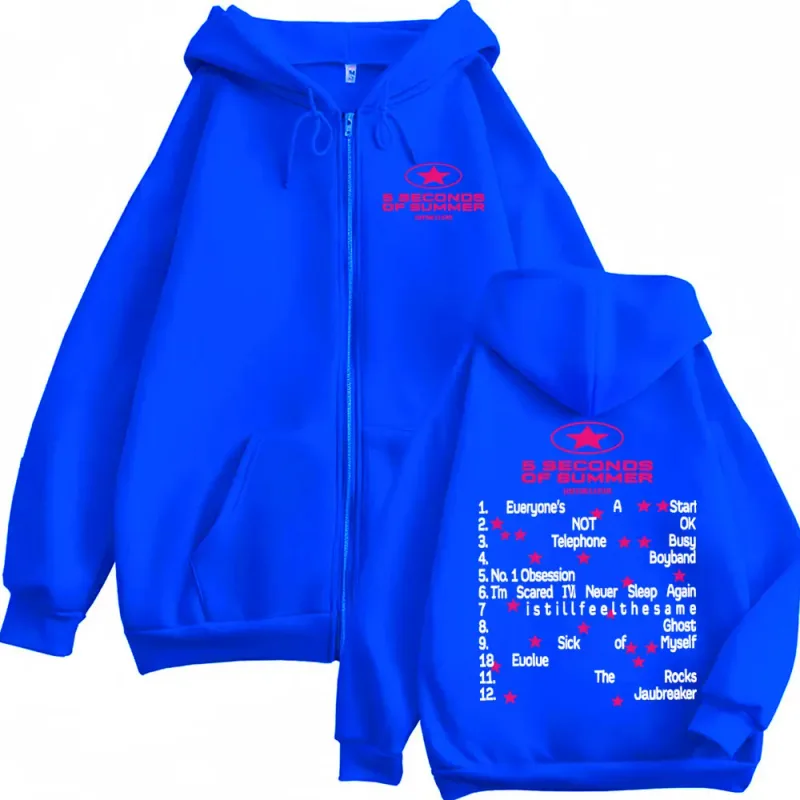5 Seconds of Summer Everyone's A Star Album Tour Zipper Hoodies Mens Clothes Hip Hop Punk Jacket Sweatshirt Casual Zip Up Hoodie — image 6