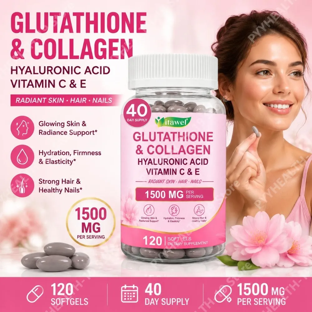 Itawel Collagen Glutathione Softgels Hyaluronic Acid Vitamins C E For Skin Hair Nails Radiance & Beauty Support Adult 120 Count — image 1