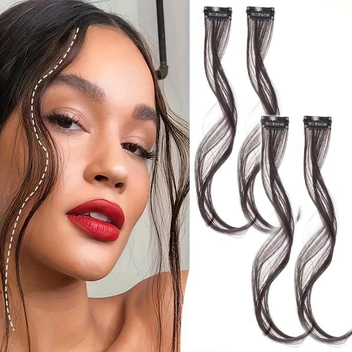 Curly Wavy Clip-in Synthetic Hair Extensions More Colorful Hair Accessories for Women，ins Hair Extension Clip