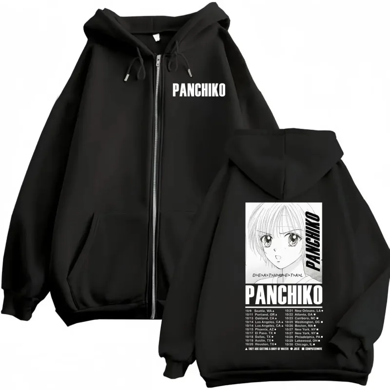 Panchiko DEATHMETAL Album Poster Print Zipper Hoodie Fashion Rock Zip Up Hooded Sweatshirts Men Women Casual Oversized Pullovers — image 1