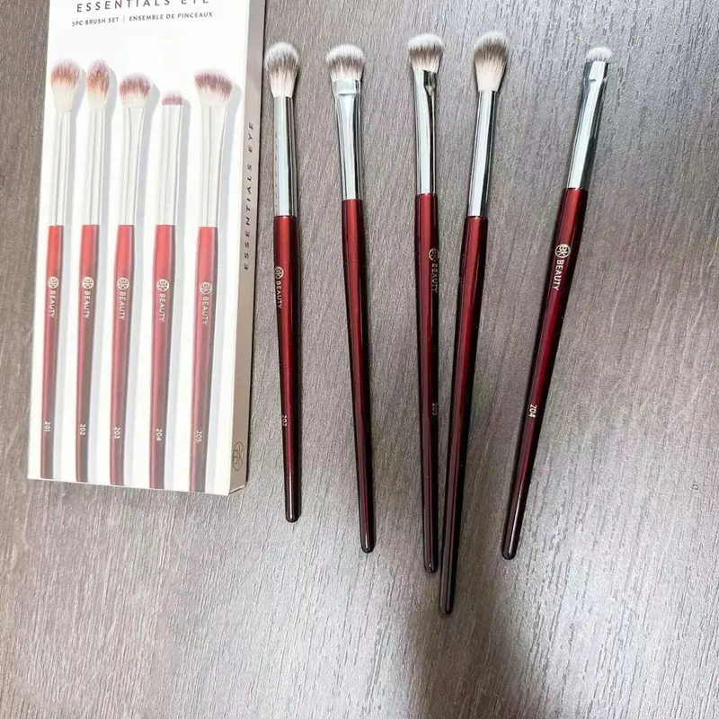 Essentials Eye Brush Set 5pcs Eyeshadow Makeup Brushes Kit with Box Red and Soft Synthetic Hair — image 7