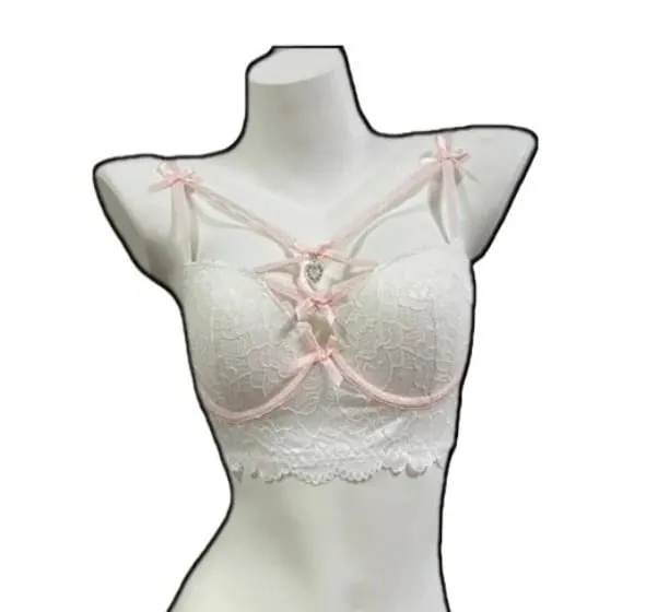 Sexy Women Lace Lingerie Set Heart Pendant Decor Magic Push‑Up Bust Boost Soft Comfort Bra Panty Set S‑XL 32‑38AB — image 6