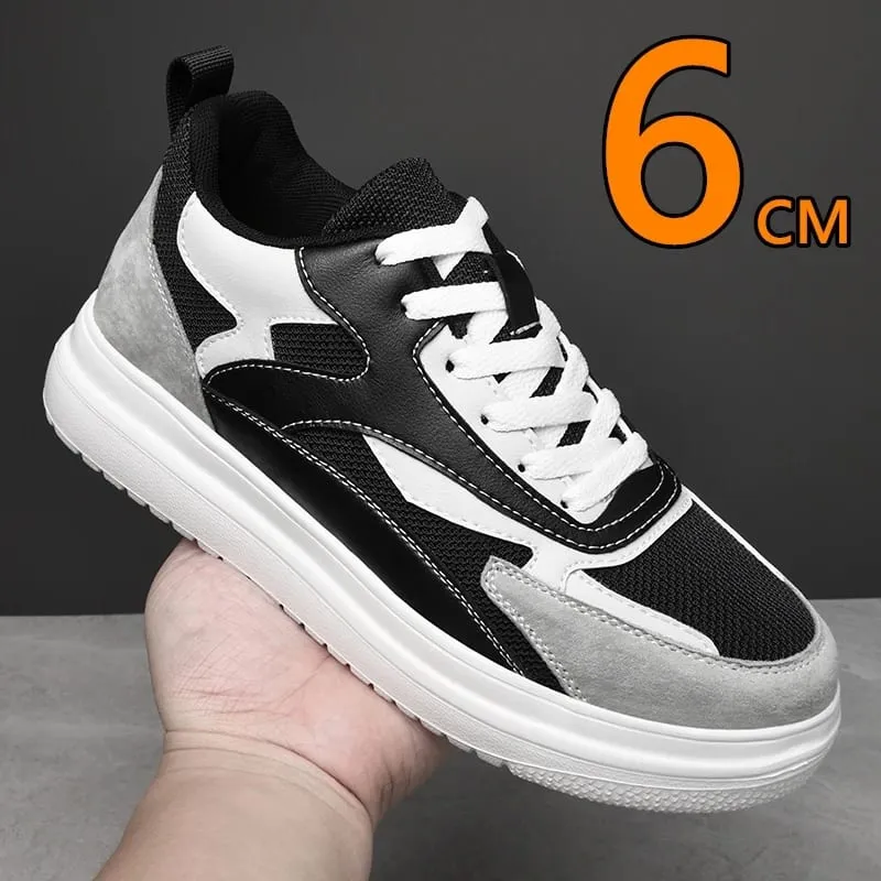 6cm Height Increase Shoes Unisex Genuine Leather & Mesh Breathable Lightweight Casual Sneakers Comfortable Elevator Footwear — image 6