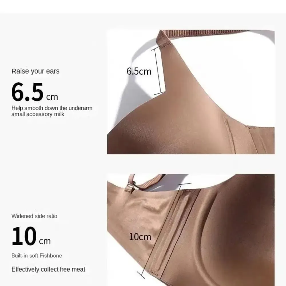 Anti-sagging Lingerie Bras Thin Lingerie Solid Color Gathered Underwear Skin-Hugging Up Top Collect Side Breasts Non-Wire Bra — image 2