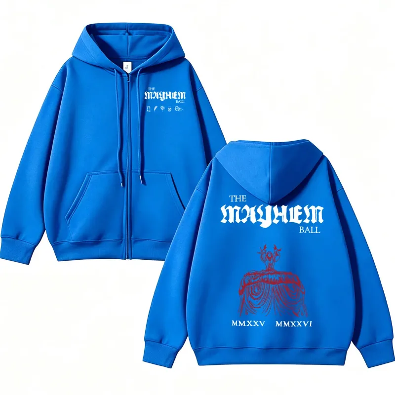 Lady Gaga The MAYHEM Ball Red Dress Zip Up Hoodies Fashion Pop Music Cardigan Sweatshirt Loose Fleece Casual Men Women Jackets — image 7