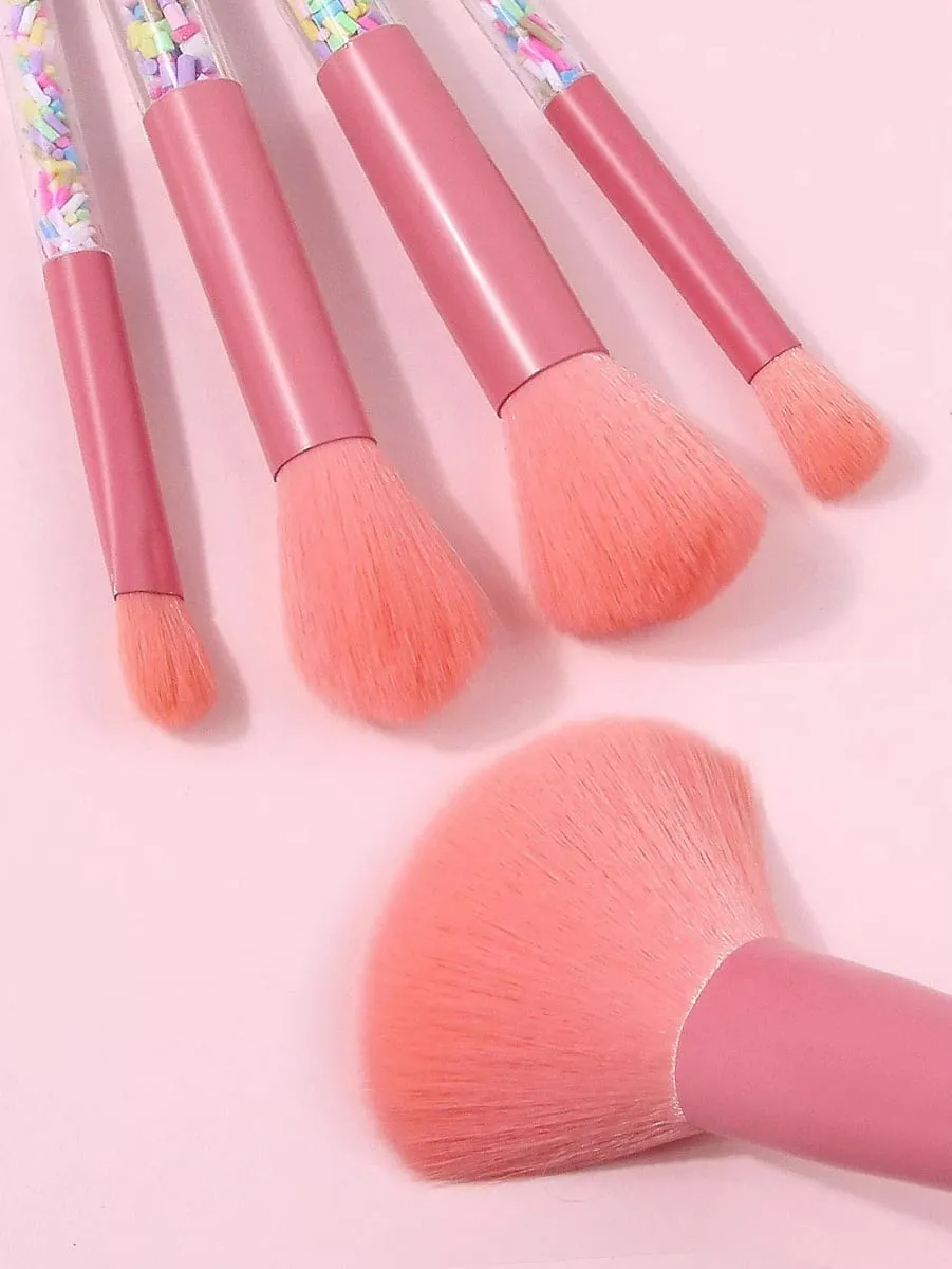 5Pcs Pink Makeup Brushes Set Soft Cosmetic Brushes Kit for Face Eye Makeup Beginner Daily Beauty Makeup Tools