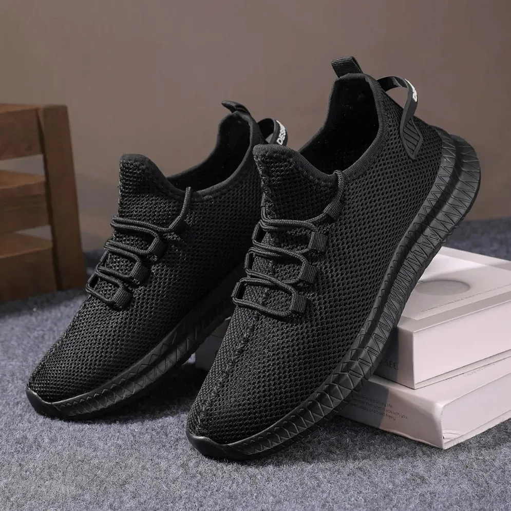 2026 masculino antiderrapante tênis casuais respirável ao ar livre jogging treinamento caminhadas esportes ao ar livre tecer malha rendas até sapatos