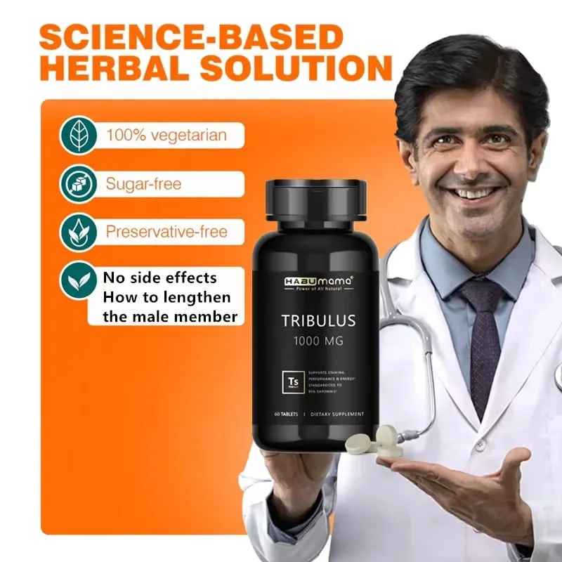 Comprimidos de Tribulus Terrestris de alta pureza, suplemento masculino que aumenta a resistência energética e ação rápida 60 comprimidos — image 6