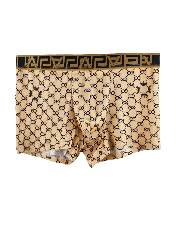 Férfi 4 részes poliészter boxer szett - luxus geometriai és monogram mintás, többszínű fehérnemű — image 2