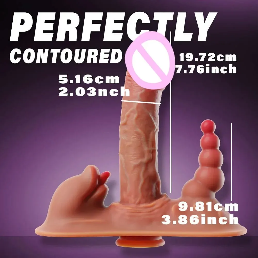 Thick Riding Dildo Sex Toys 3 in 1 Thrusting Vibrating Licking Big Realistic Dildo G-Spot Vibrators Masturbator Adult Sex Toys — image 4