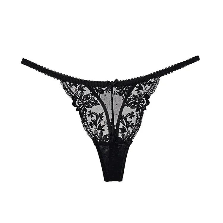 Tanga Dentelle Française Noël Pure Desire Transparent Fente Haute Sans Retirer Érotique T Pant Confort Taille S-XL MOYISU AB