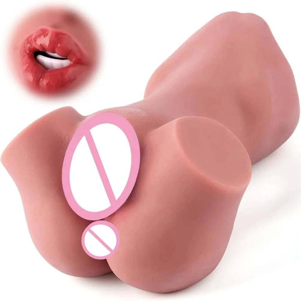 1 יחידה צעצוע מיני אוננות גבר עם קצוות כפולים עם שפתיים סקסיות שמנמנות ריאליסטיות צעצוע סטרוקר כיס עם פה לשון ונרתיק בעל מרקם