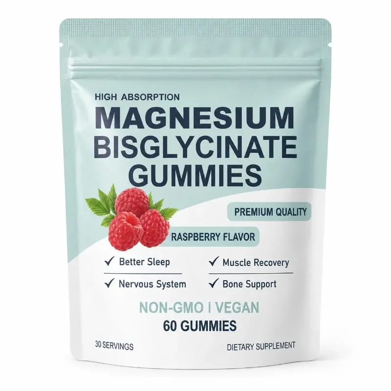 Magnesium Bisglycinate Gummies for Adults 400mg High Absorption for Sleep Nervous System Health Muscle Recovery Bone Health 60ct