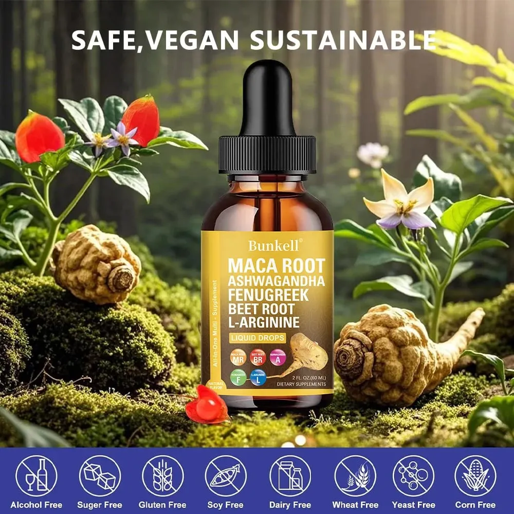 Organic Maca Root Liquid Drops with Ashwagandha Fenugreek Beet Root and L-Arginine Liquid Multivitamin for Women and Men — image 4