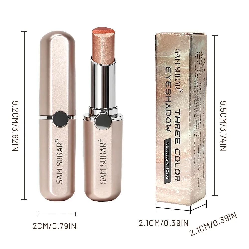 3-Color Gradient Pearlescent Eyeshadow Stick Waterproof Soft Gloss Shimmer Aegyo Sal Brightening Highlighter Eye Shadow Makeup