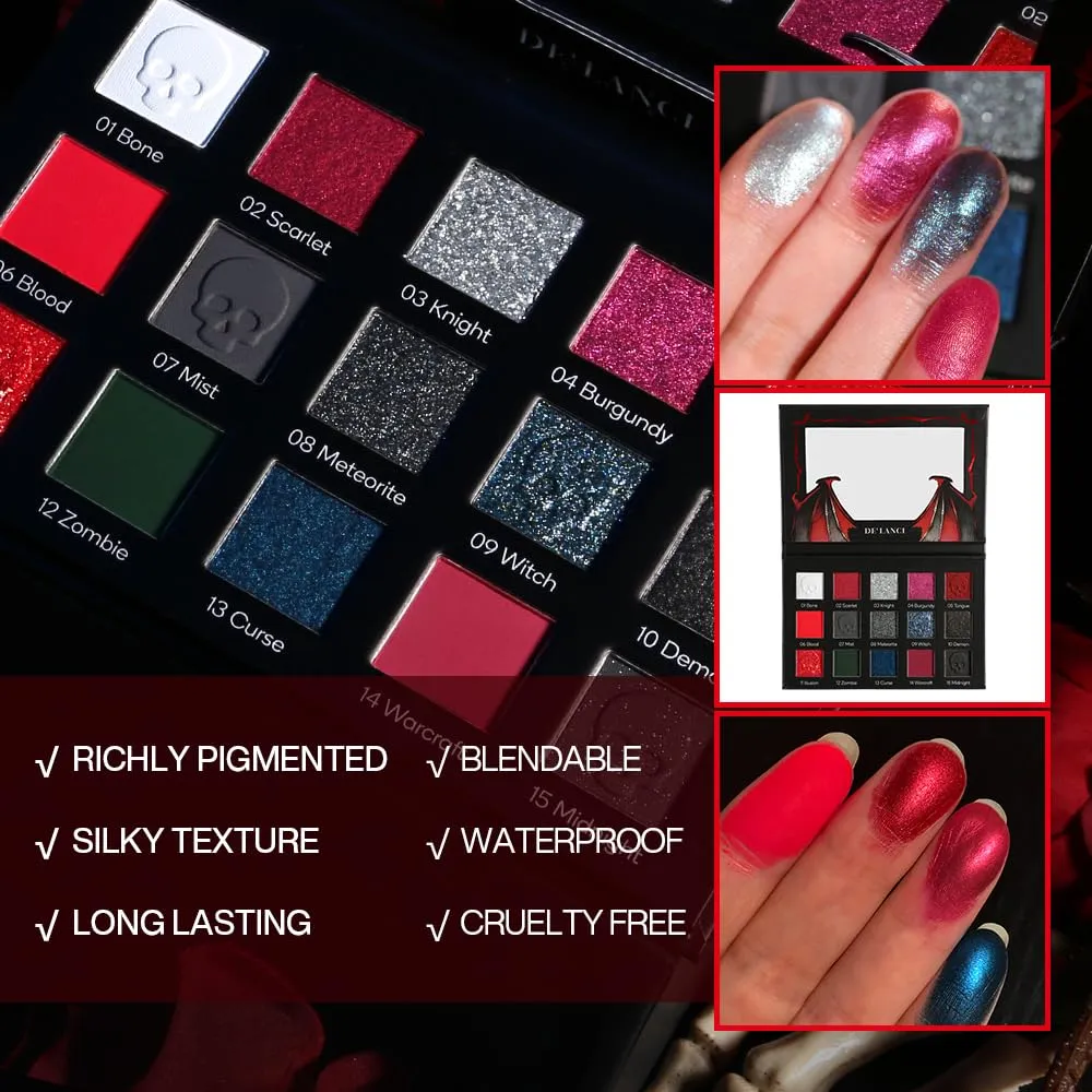15 Colors Eyeshadow Palette Matte Shimmer Glitter Red Black Goth Eye Shadow Pallet for Halloween Lasting Eye Makeup — image 3