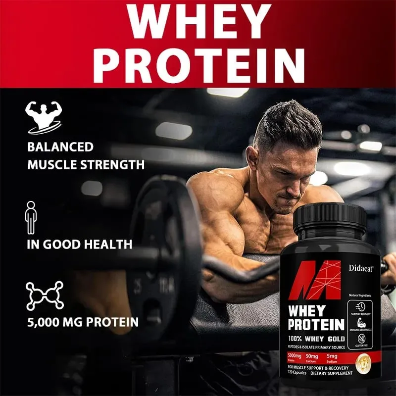 Didacat Whey Protein Concentrate with 5000mg Protein Gluten Free & Non-GMO Boost Immunity and Support Post-exercise Recovery