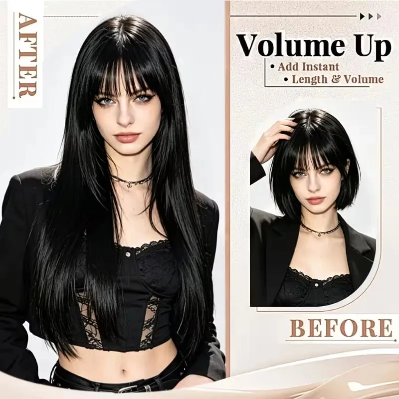 24Inch Synthetic Long Straight 3pcs/set Hair Extension Invisible Hair Thickening Hairpiece for Women Daily Use — image 6