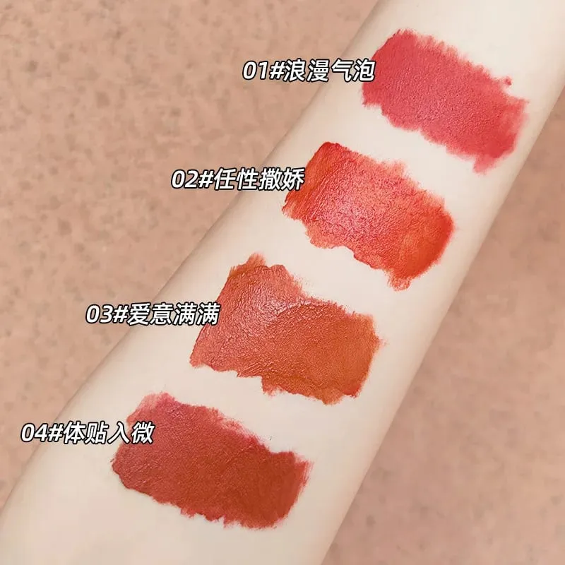 4 Stück flüssige Lippenstift-Make-up-Sets, matt, roter Farbton, Lipgloss, langlebig, wasserdicht, Lippenfleck, Kosmetik, mit Halskette, Geschenk — image 4