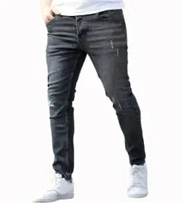 2026 New Fashion Men's Skinny Ripped Jeans Mid Waist Stretch Denim Pants Male's Slim Trousers with Pocket Casual Soft Streetwear — image 11