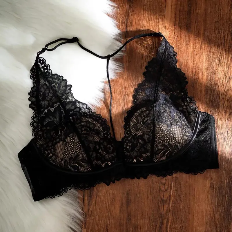 French Vintage Lace Halter Bra Set Wireless Thin Cup Small Breast Push Up Anti Sag Lifting Soft Pure Desire Ladies Intimate Bras — image 9