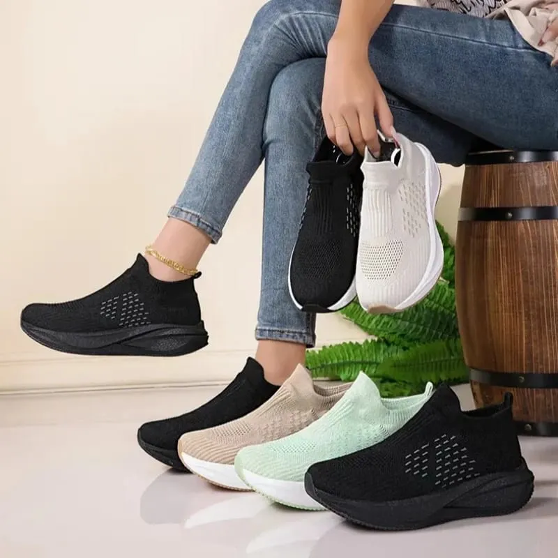 Unisex Slip on Sock Running Shoes Breathable Knit Mesh Sneakers Lightweight CushionThick SoleNonSlipWalking GymAthletic Footwear — image 1