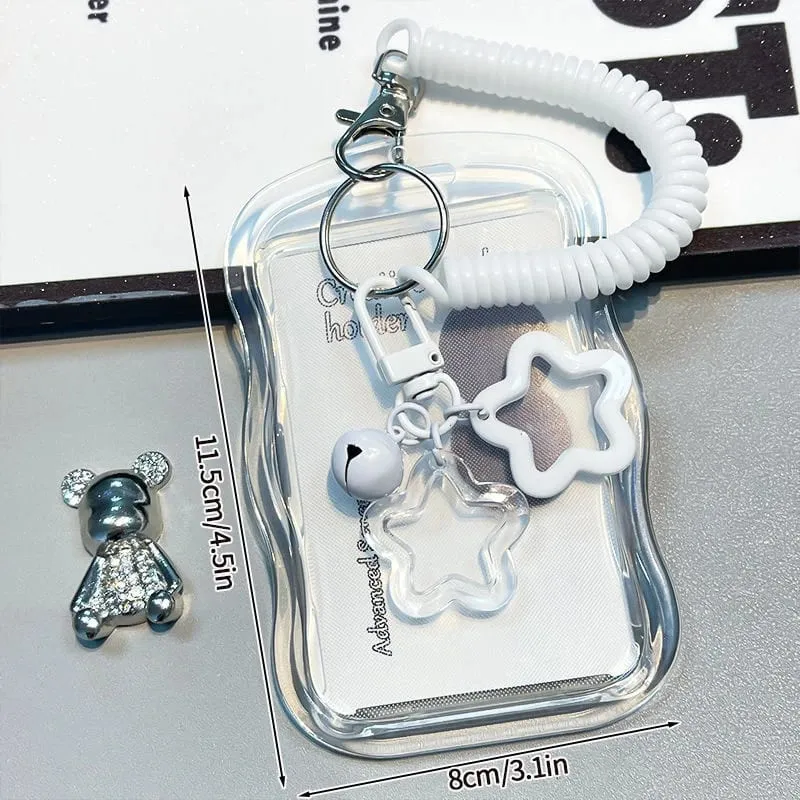 Cute Photocard Keychain Case - Clear PVC Card Holder with Key Ring for Backpack Protective Display Sleeve for Idol Photo Gift for Fans Collectors