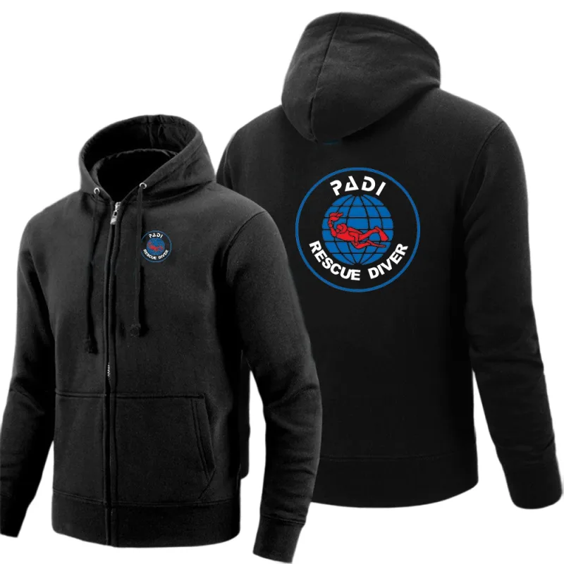 Scuba Driver Padi 2026 white Hoodies men Autumn Long Sleeve Pullover Tops Casual Pocket Hoodies Outer Loose Sport Wear — image 1