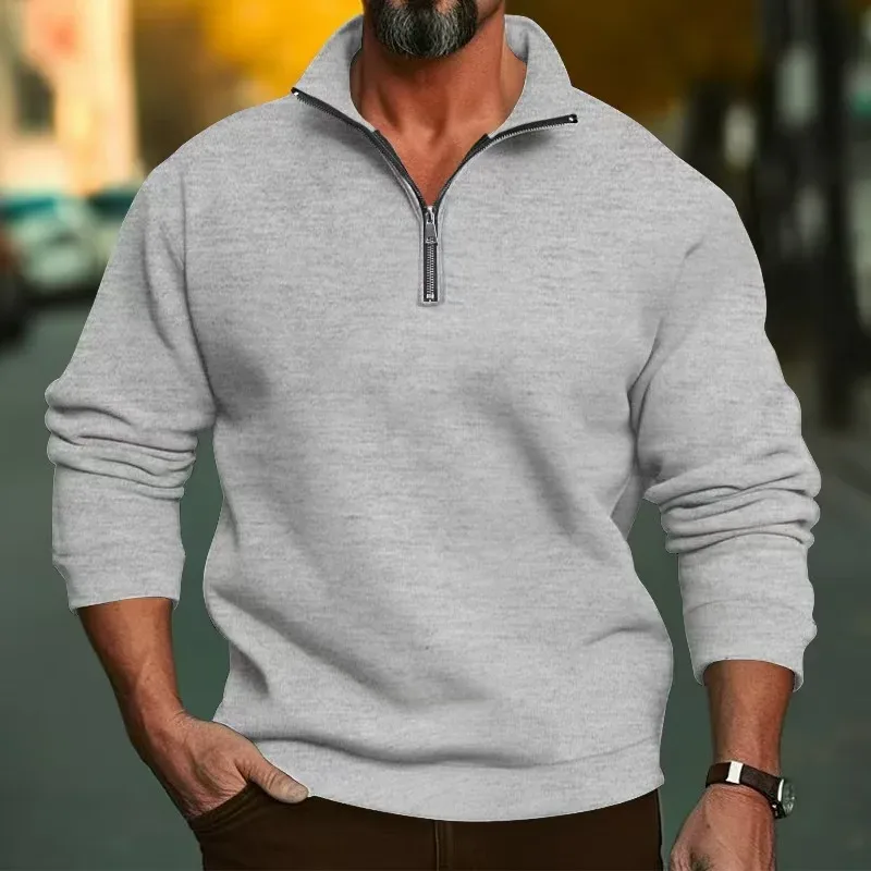 2026 Outdoor Men Zipper Sweatshirts Spring Quarter Zip Pullover Half Zipper Hoodie Men Gym Man Autumn Solid Men Sweatshirt Coat