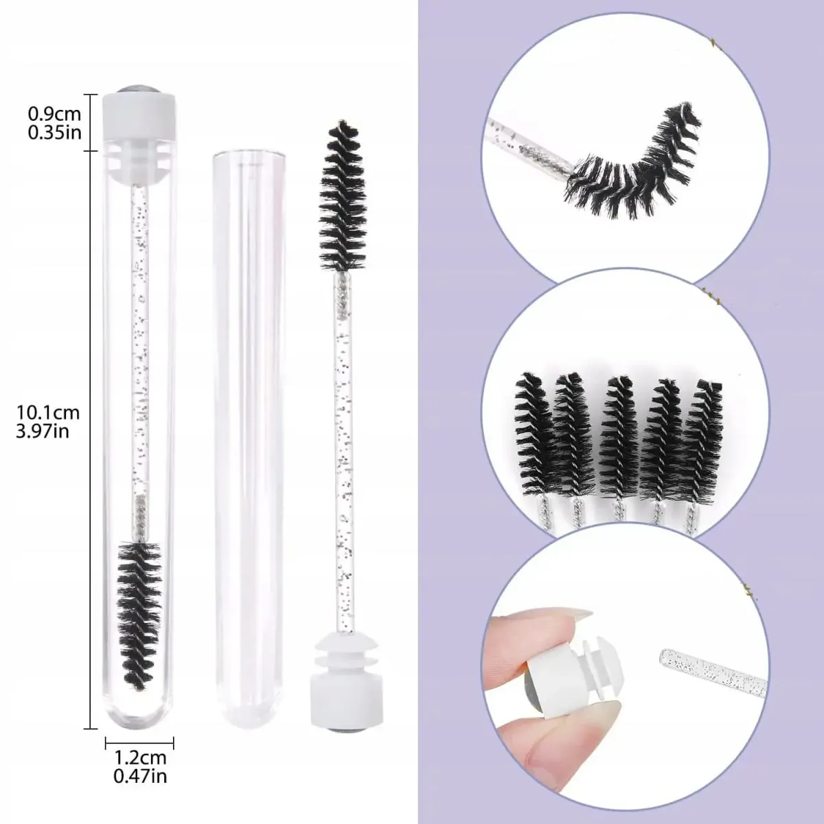 50pcs Reusable Eyelashes Brush Tube for Eyelash Extension Disposable Mascara Wands Eyebrow Brush Applicator EyeLash Brushes — image 3