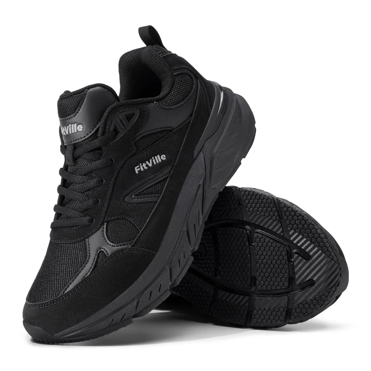 FitVille Newest Walking Shoes for Men Wide Width Sneakers with Arch Support for Flat Feet Heel Pain Relief Plantar Fasciitis
