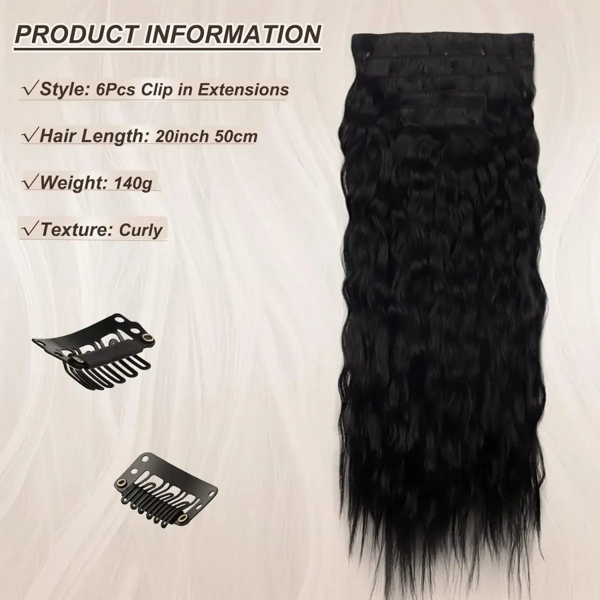 6Pcs Synthetic Clip In Hair Extensions Long Wavy Hair Pieces Multiple Colors Invisible Hair Extensions For Women — image 3