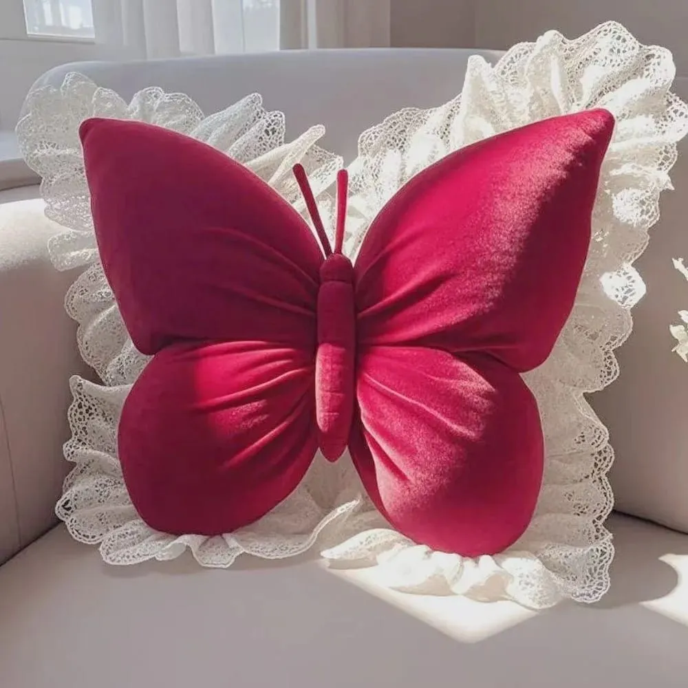 New Cute Butterfly Pillow Lace Butterfly Bedhead Pillow Home Textile Cushion Sofa Decoration — image 11