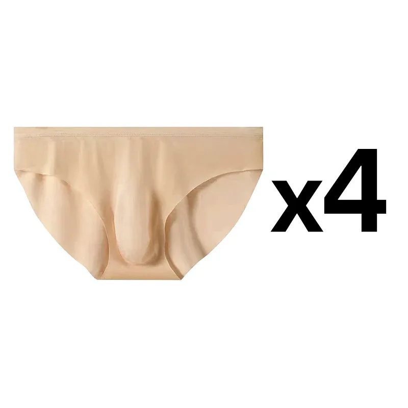 4st Ice Silk Trosor för män Sommar Transparent Sömlös Sexig Snabbtorkande Trendiga Andas Underkläder Ultratunna trosor