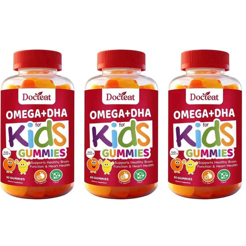 Docteat Omega+DHA Kids Gummies with DHA From Algae Vitamin C and Chia Oil Omega-3 6 9 for Brain & Vision Support 60 Gummies — image 9