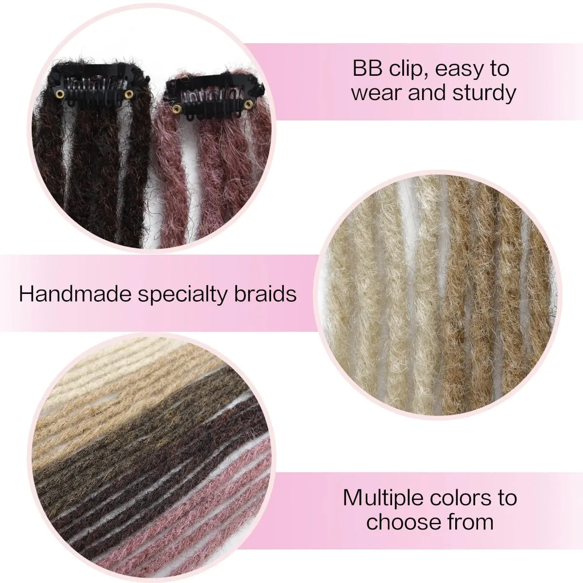 2Pcs Clip in Braid Hair Extensions Wig Synthetic Dreadlock Hair Pieces Bohemian Hair Accessories For Women Daily/Party Use — image 4